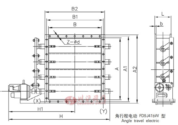 電動矩形百葉閥結構圖