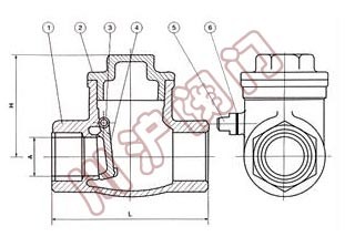 旋啟式內螺紋止回閥結構圖